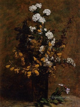 Henri Fantin Latour Painting - Broom and Other Spring Flowers in a Vase Henri Fantin Latour